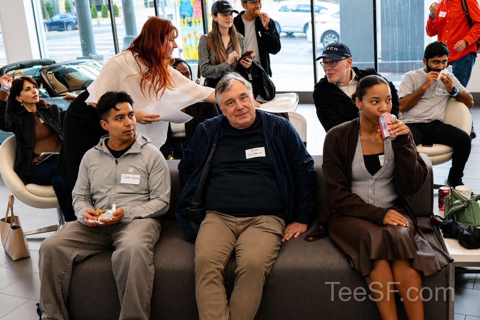 A photo from a pitch night event at Tesla in San Francisco.